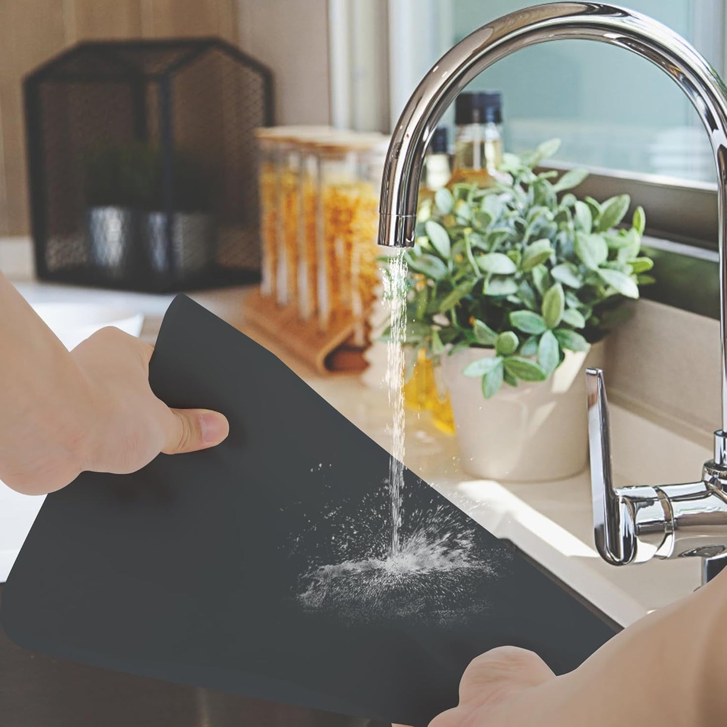 Silicone Mat for Kitchen Counter, Silicone Mat Trimable to Size (Dark Gray, 23.6×15.7inch-2PCS), BPA-Free Silicone Placemat, Heat-Resistant NonSlip Table Mat for Air Fryer, Countertop Protector Mat