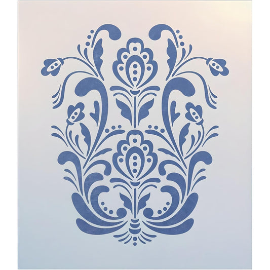 Rosemaling Pattern 18 Stencil Template 8.2" x 9.7" for Painting, Furniture & Folk Art – Reusable Mylar Stencil for DIY Crafts, Walls & Decor Projects – The Artful Stencil