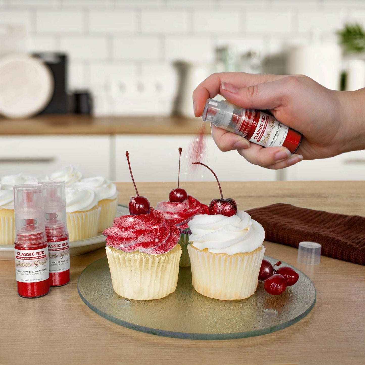 Bakell - Classic Red Tinker Dust (4g, 1x Mini Spray Pump) Edible Glitter for Food, Desserts, and Beverages!