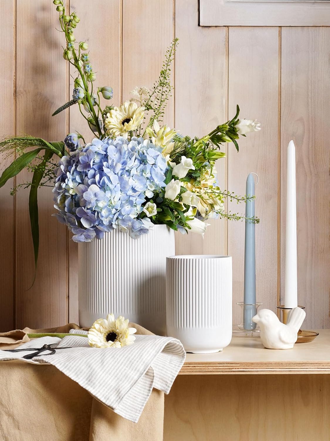 LE TAUCI Utensil Holder, 7.3"+5.4" Ceramic Kitchen Utensil Holder for Countertop, Large Cooking Utensil Crocks for Kitchen Counter Decor, Morden Utensil Organizer for Spatula, Set of 2, White