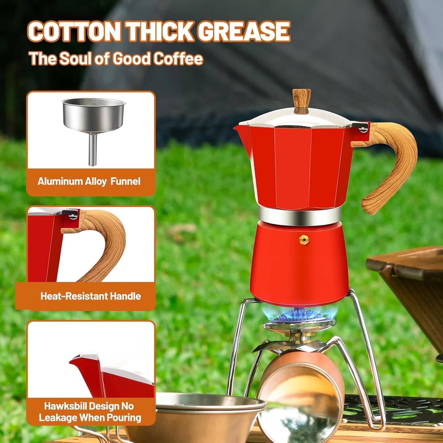 9 Cup Aluminum Espresso Stovetop Moka Pot Express Coffee Maker Percolator Italian Classic Mocha Coffee Machine for Italian and Cuban Cafe Brewing for Home & Camping 450ml 15oz