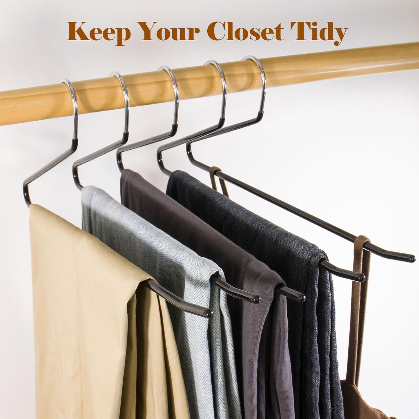 Pants Hangers,30-Pack Clothes Hangers Space Saving, Non-Slip Open-Ended Pant Hanger,Black Metal Hangers Design for Jeans,Slacks,Scarf (Black)