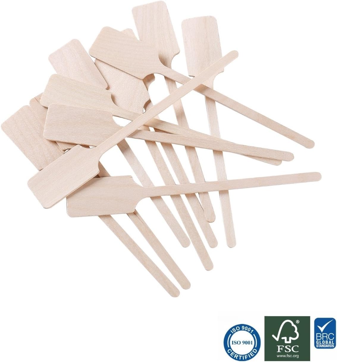 Gmark Green Product 6.25 Inch Wood Kayak Paddle Shape Sticks, Wood Stirrer for Honey, 100/Bag GM1035