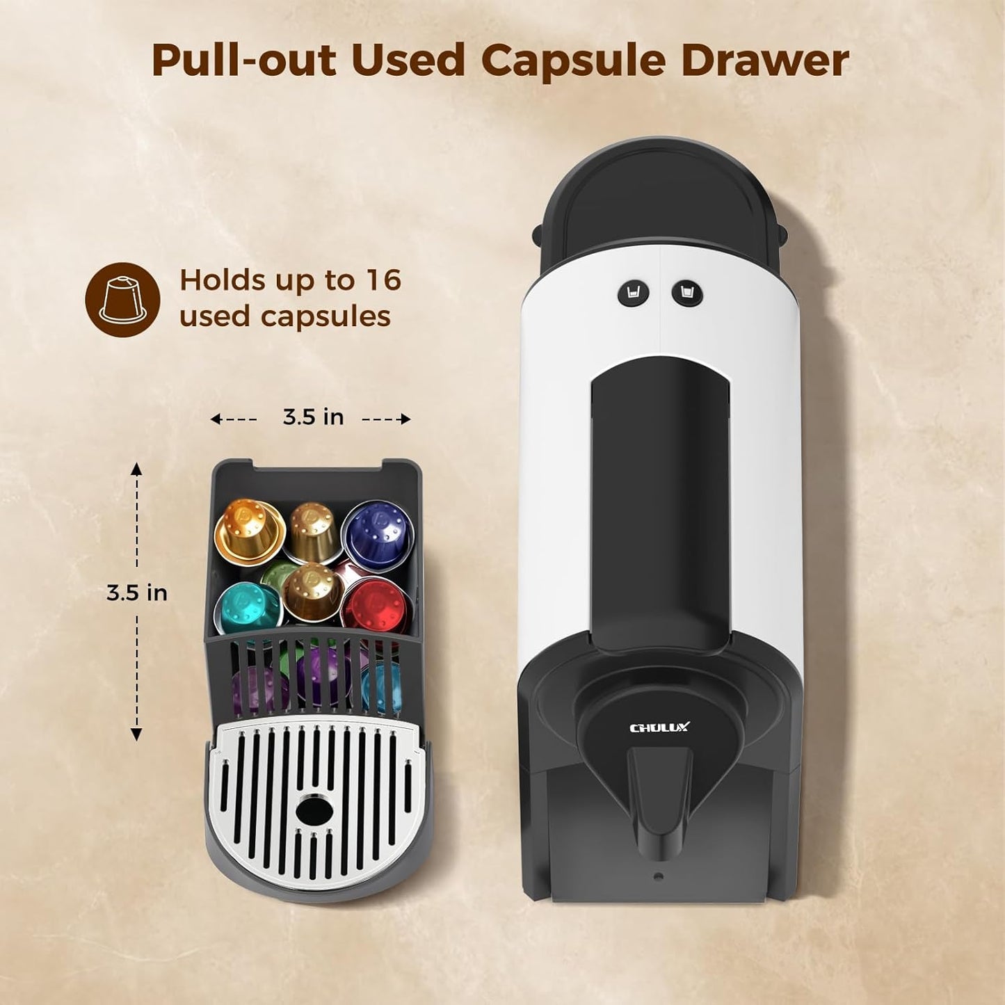 CHULUX Mini Espresso Pod Machine for NS Original Capsule, 20 Bar Single Serve Expresso Coffee Maker, 1400W