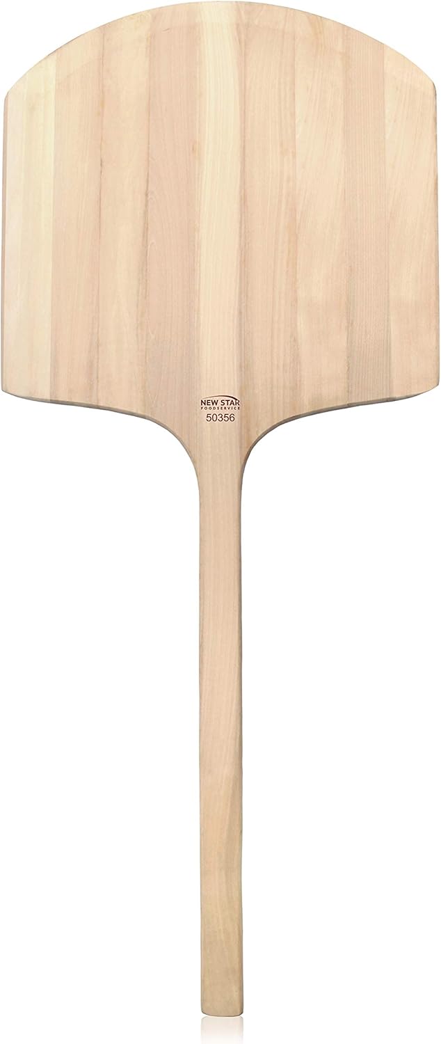 New Star Foodservice 50356 Restaurant-Grade Wooden Pizza Peel, 18" L x 18" W Plate, with 24" L Wooden Handle, 42" Overall Length