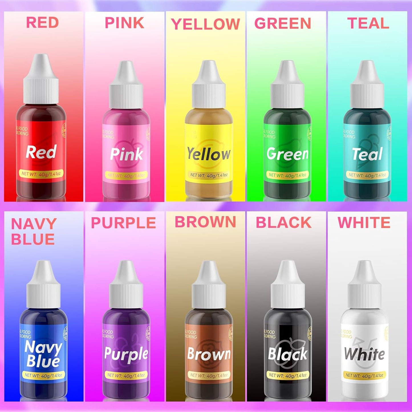 Gel Food Coloring for Cake Decorating - 40g Concentrated Assorted Edible Colors - Vibrant Tasteless Food Dye Professional-Grade Dye for Easter Eggs Fondant Cookies Frosting Royal Icing Baking - Yellow