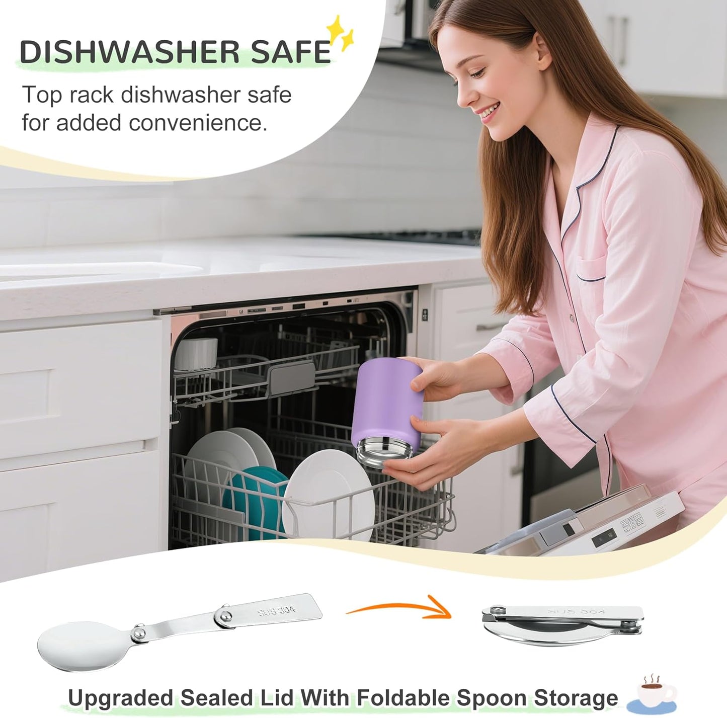 Soup Thermo for Hot Food Kids 16oz Insulated Food Jar Leakproof Thermo Lunch Container for Kids Wide-Mouth Stainless Steel Lunch Box for School with Handle Folding Spoon(3+)