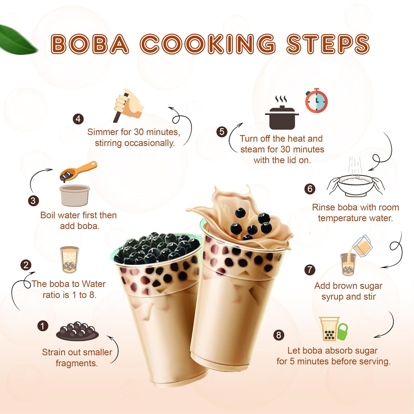 US Boba Co Unsweetened Tapioca Pearl, Easy to Cook, Tapioca Boba Balls for Tea Milk, Coffee & Dessert Topping, Fresh Made in USA, Brown Sugar Flavor, 1 Pound (Pack of 2)
