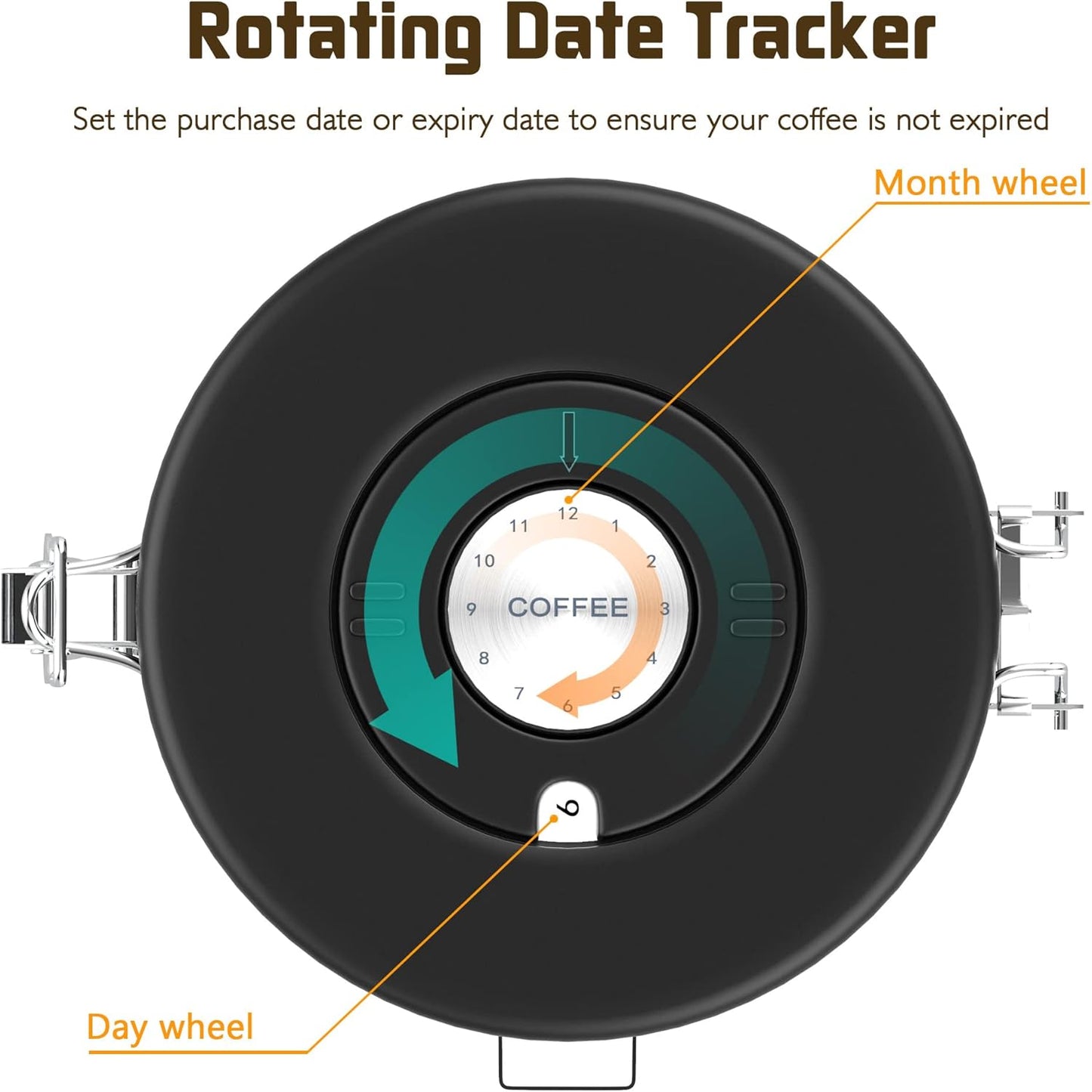 Coffee canister for ground coffee with Transparent Window,Date Tracker,CO2 Valve 304 Stainless Steel Kitchen Food Airtight storage container for Coffee Beans or Grounds, Tea, Sugar(Silver 22OZ)