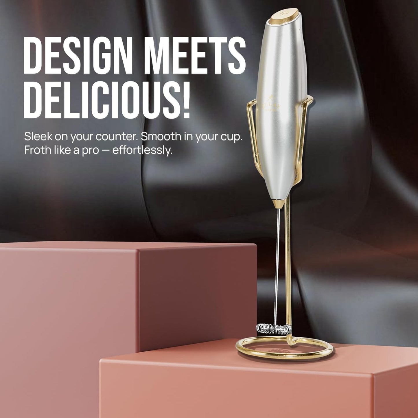 Zulay Kitchen Executive Series Luxury Gift Milk Frother with 4 Duracell Batteries – Handheld Electric Foam Maker for Coffee, Lattes & Hot Chocolate – Deluxe Finish, Ultimate Gift for Coffee Lovers