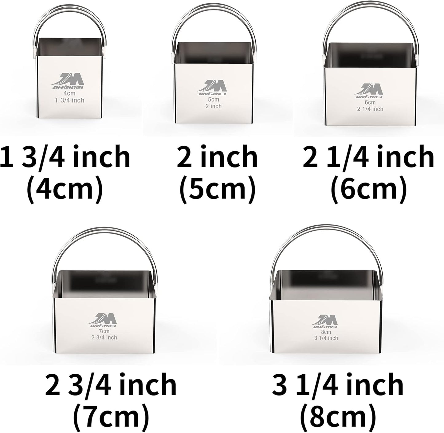 Square Biscuit Cutter Set 1.75inch 2inch 2.25inch 2.75inch 3.25inch, Stainless Steel Cookies Cutter with Handle, Professional Baking Dough Tools,5pcs set GIFT PACKAGE