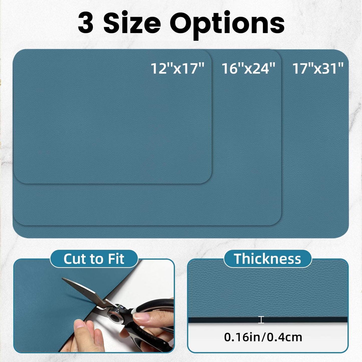 PoYang 31.5"x17" Coffee Mat X-Large, Coffee Bar Accessories for Countertop, Absorbent Dish Drying Mat, Anti-Slip and Hide Stain Pad for Espresso Machine, Espresso Maker and Kitchen Counter, Blue