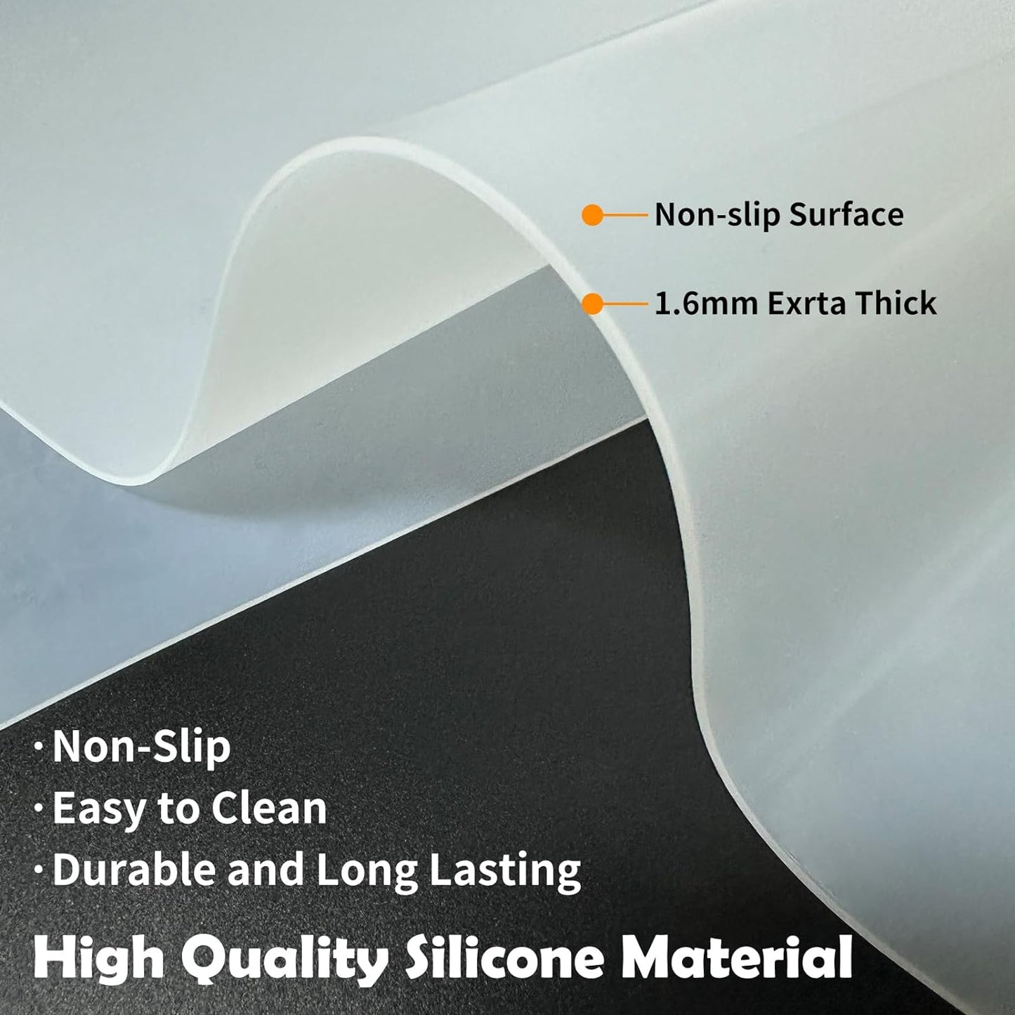 Silicone Mats for Kitchen Counter, 78.7''x 23.6'' (200cmx60cm) Largest Heat Resistant Counter Mat Kitchen Island Waterproof Thicken Non-slip Countertop Protector Mat, Dark Gray