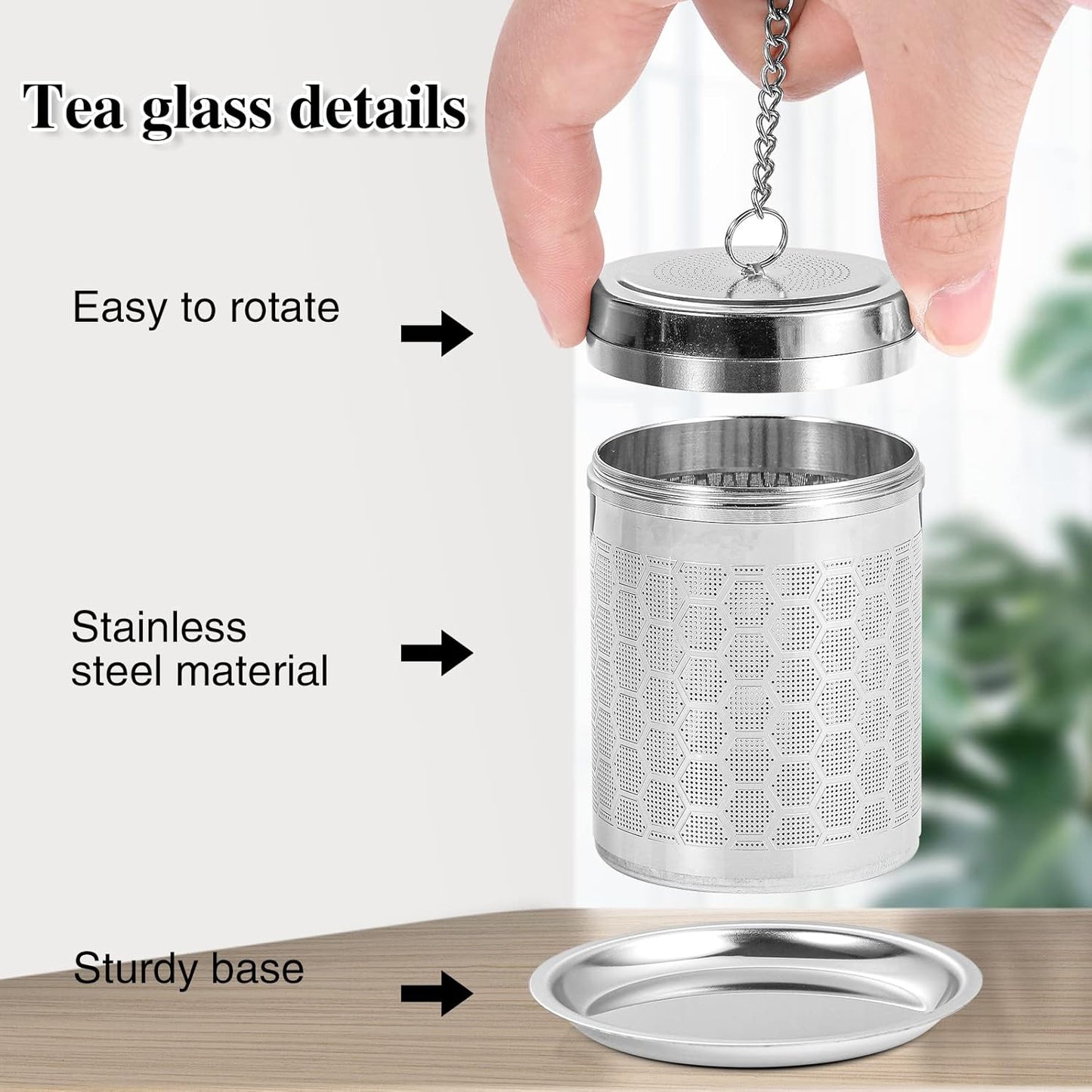 2 Pack Tea Infuser, Tea Strainers for Loose Tea Mesh Stainless Tea Strainer Loose Leaf Tea Steeper Tea Diffuser with Tea Basket and Lid for Black Tea, Spices and Seasonings