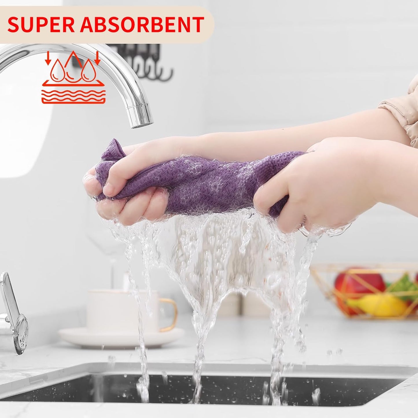 Homaxy 100% Cotton Waffle Weave Kitchen Dish Towels, Ultra Soft Absorbent Quick Drying Cleaning Towel, 13 x 28 Inches, 12-Pack, Lavender