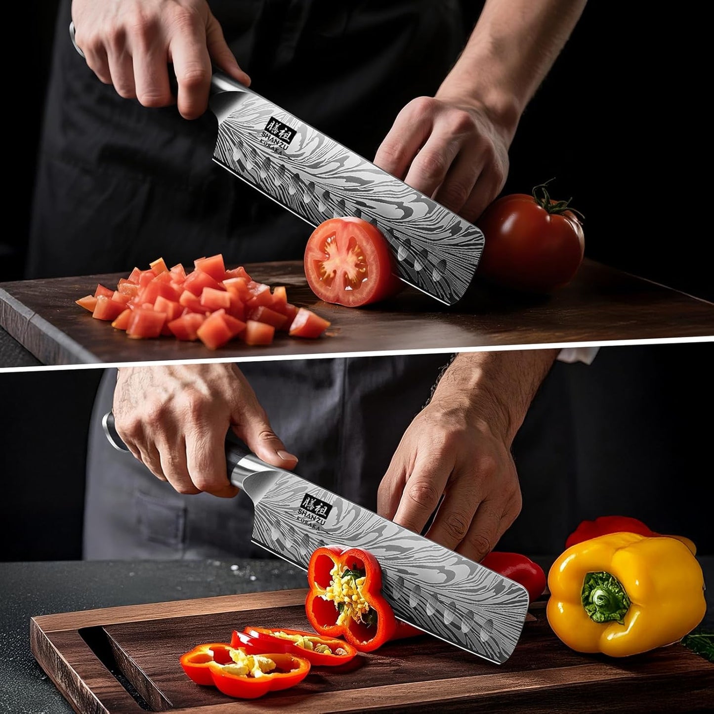 SHAN ZU Nakiri Knife in Powder Steel, Ultra Sharp 7 Inch Vegetable Kitchen Knife, High Carbon Japanese Chopping Knives, Multipurpose Chef Knives for Meat with Ergonomic Pakkawood Handle
