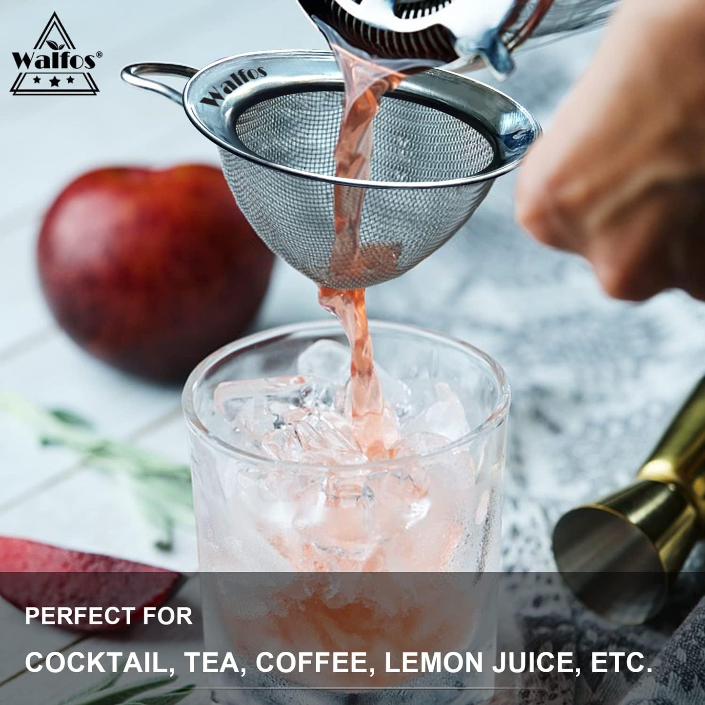 Walfos Small Fine Mesh Strainer for Cocktail & Tea, Mini Stainless Steel Sieve with Handle, 3.15 Inch Metal Strainers for Juicing, Coffee, Drinks, Tea Herbs