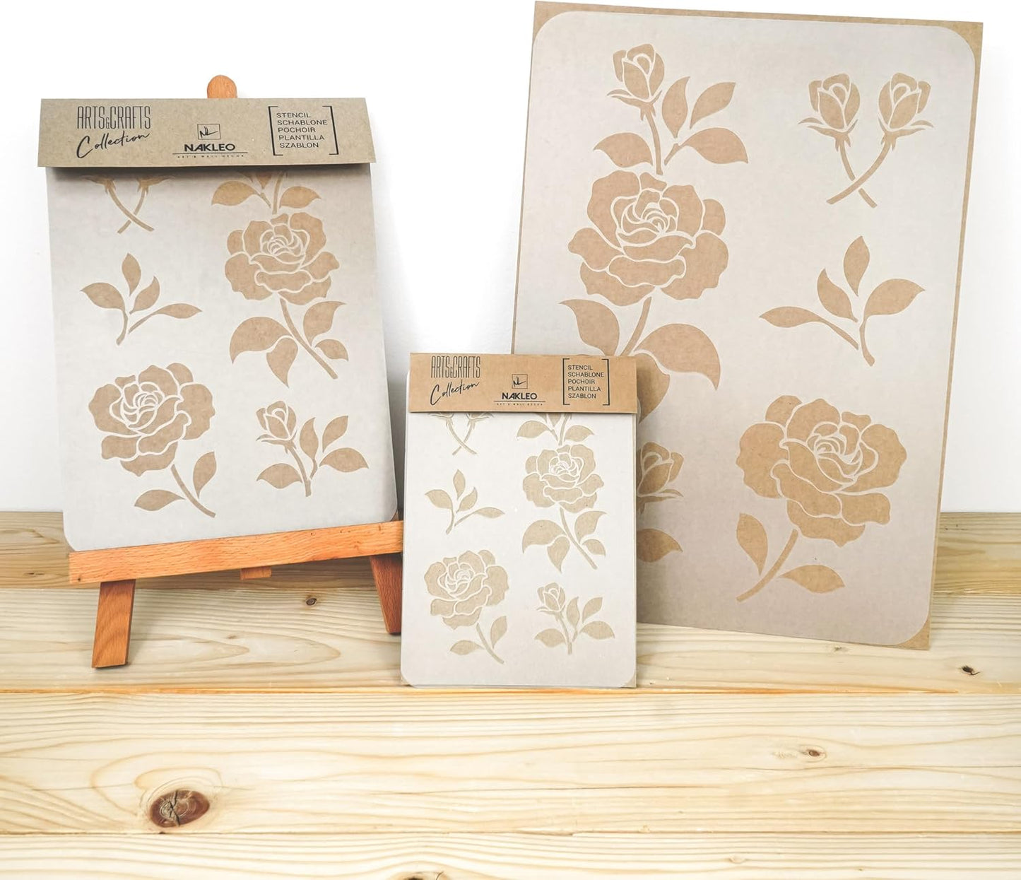 NAKLEO DIY Reusable Plastic Stencil - 21x30cm / 8.3” x 11.7” - Rose Flower Bloom - Art Craft Wall Painting Pattern Template Scrapbooking Decoupage - Fabric Furniture Wood