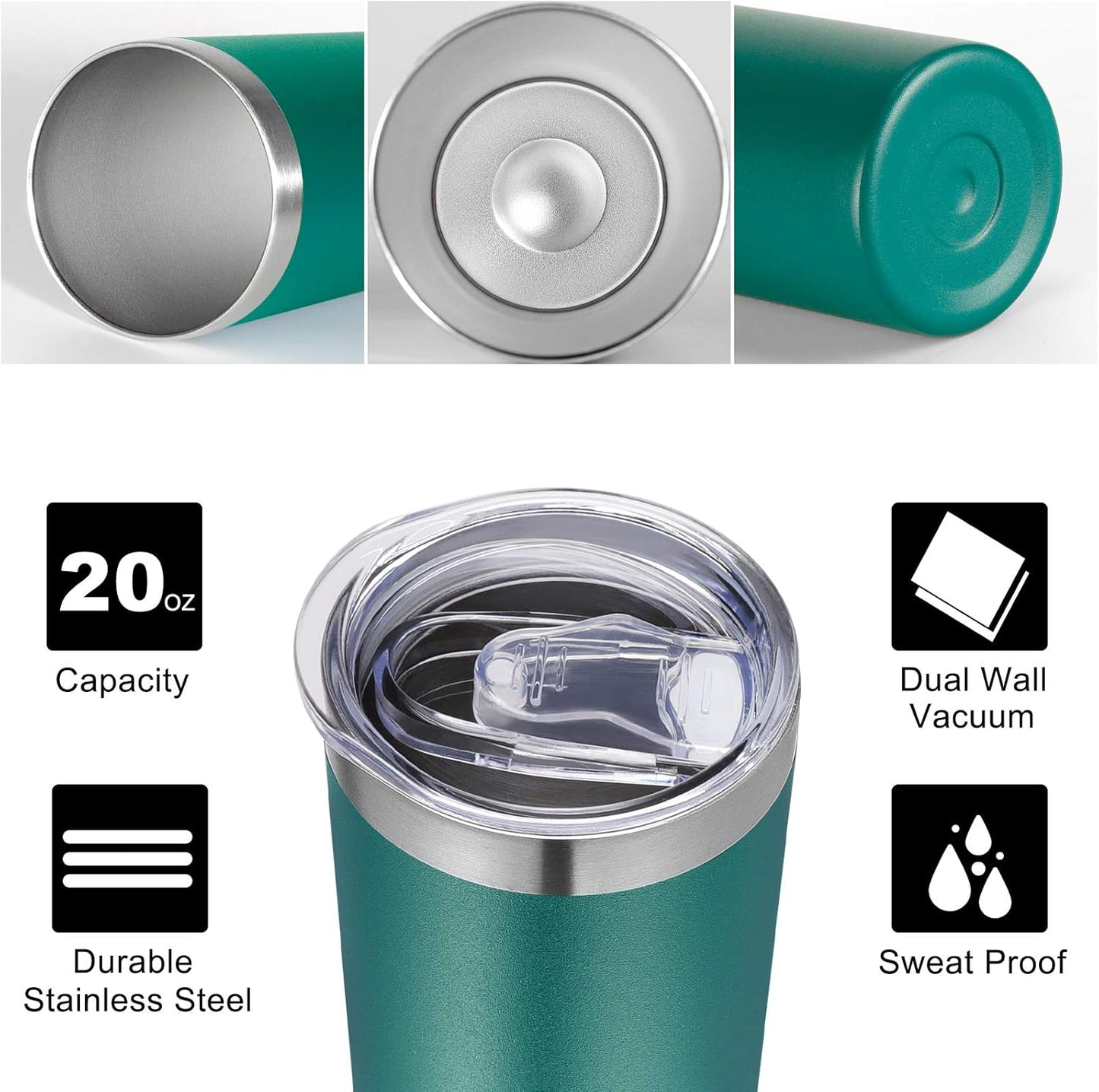 VEGOND Stainless Steel Tumblers Bulk 12 Pack, 20 oz Vacuum Insulated Skinny Tumblers with Lids and Straws, Double Wall Coffee Mug, Travel Water Cup