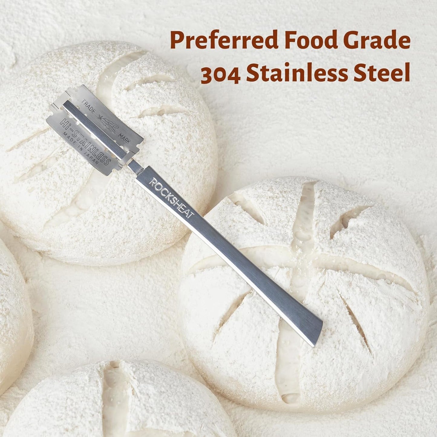 Bread Lame Dough Scoring Tool, Stainless Steel Scoring Knife with 5 Feather Blades, Sourdough Scoring Tool for Bread Baking, Baking Tool for Baking Beginners