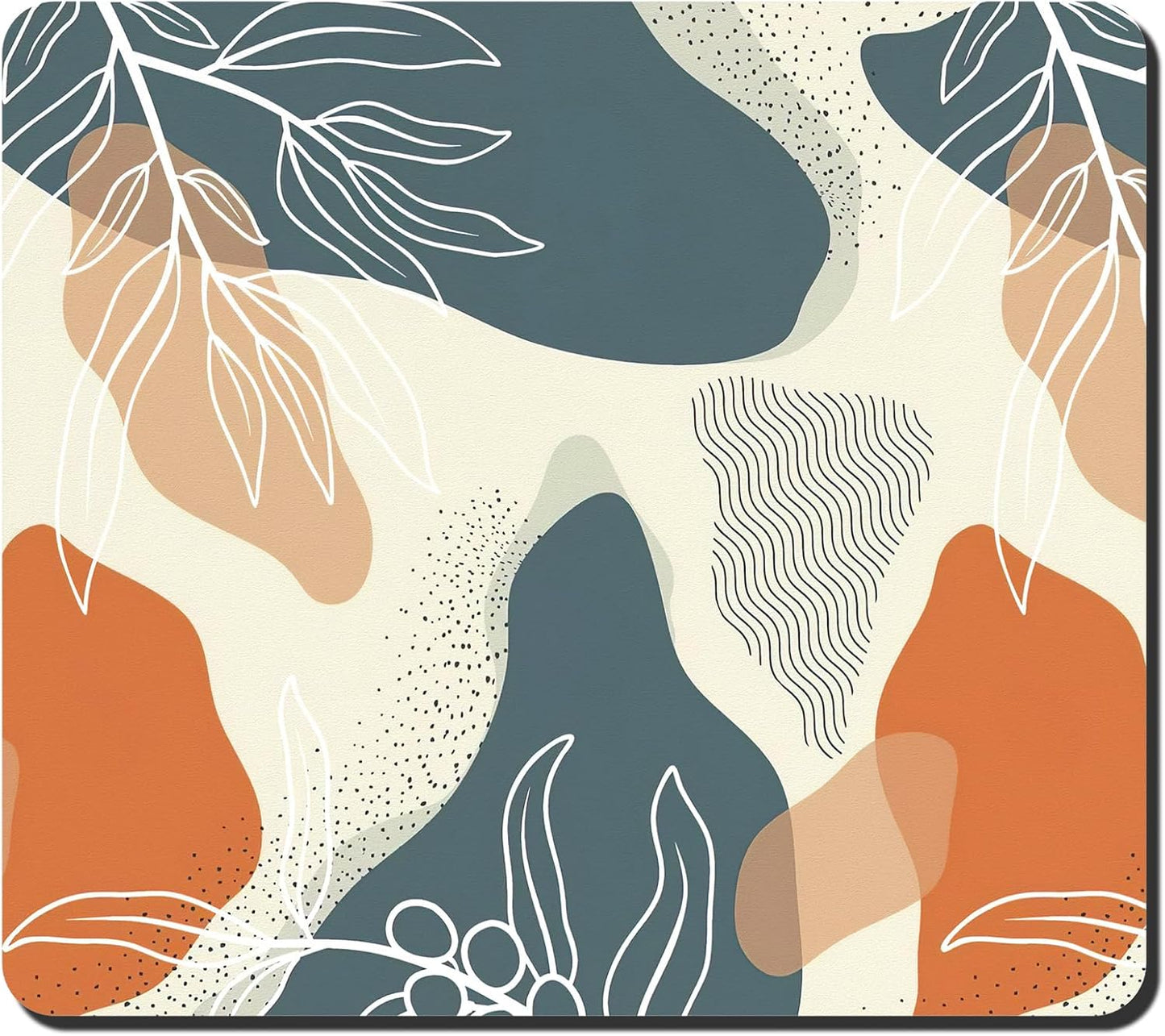 Rnivvi Dish Drying Mat for Kitchen Counter, 16 x 18" Cute Boho Theme Absorbent Heat Resistant Drying Pad with Non-slip Rubber, Coffee Bar Mats for Coffee Machine Dish Rack, Abstract Leaves