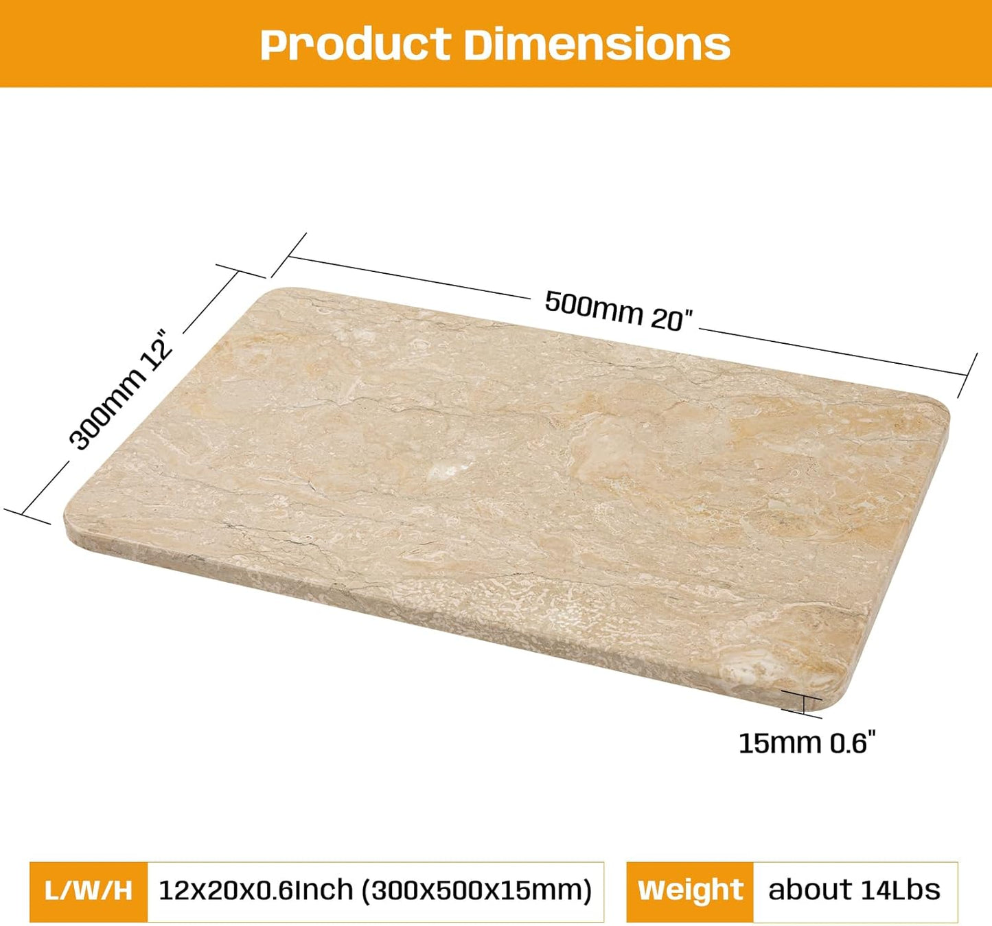 Marble Cutting Board, 12x20 Inch Marble Pastry Board With Non-Slip Feet For Cheese, Charcuterie, Dough, Chocolate, Dessert, Pack Of 1 Piece
