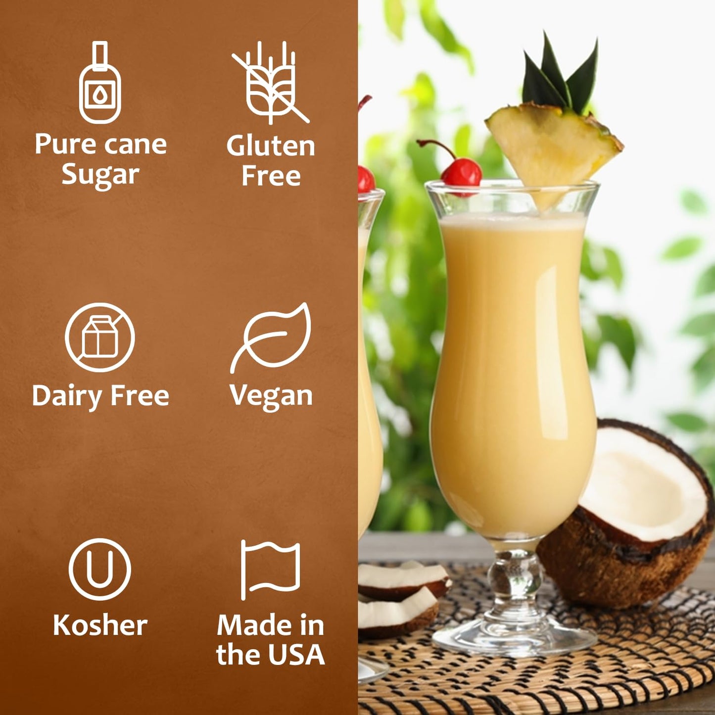 Syruvia Pina Colada Syrup - Premium Flavoring Syrup for Tea, Italian Sodas, Beverages, Desserts, Ice Cream, Cocktails & Mocktails - Kosher, Gluten Free - 25.4 fl oz.