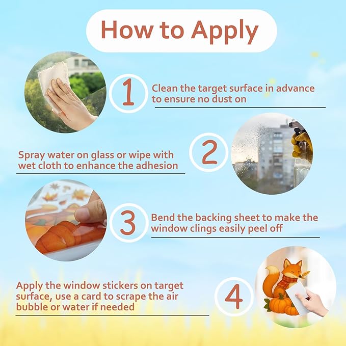 DC-BEAUTIFUL 153 Pcs Fall Window Clings, 12 Sheets Double Sided Autumn Pumpkin Scarecrow Maple Leaf Glass Stickers, Reusable Static Thanksgiving Window Decals Party Decors for Home Office School Shop