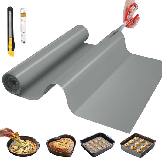 Silicone Baking Mat, 12 IN x 10 FT Free Cutting Baking Sheet, Non-Stick Reusable Dough & Pastry Mat, Non-Slip Silicone Mat Roll for Air Fryer Liner, Freeze Dryer, Oven Baking Pan, Kitchen Counter