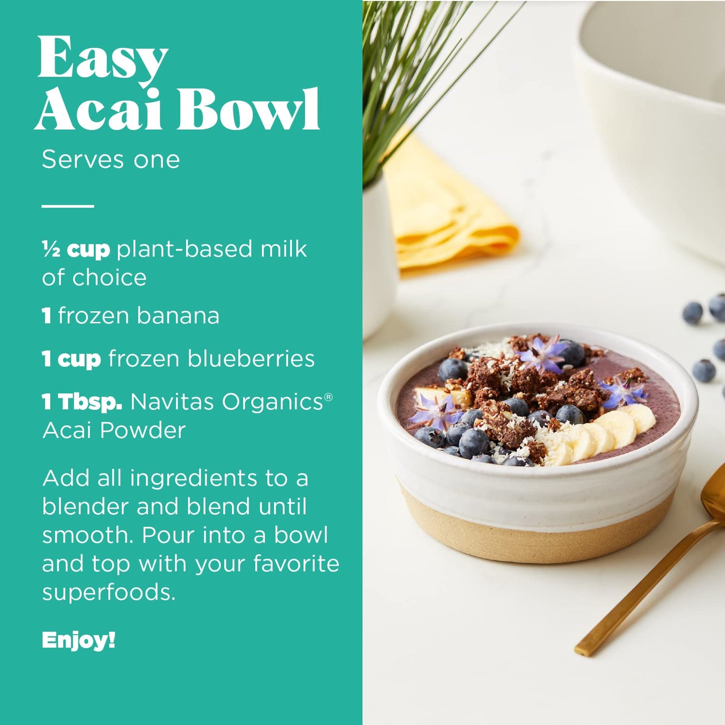 Navitas Organics Acai Powder – for Smoothie Bowls, Oatmeal, Dips, Sauces & More – Antioxidants, Omega 3 6 9, Fiber - USDA Organic, Non GMO, Kosher, Gluten Free, Keto (8oz. Bag, 76 Servings)