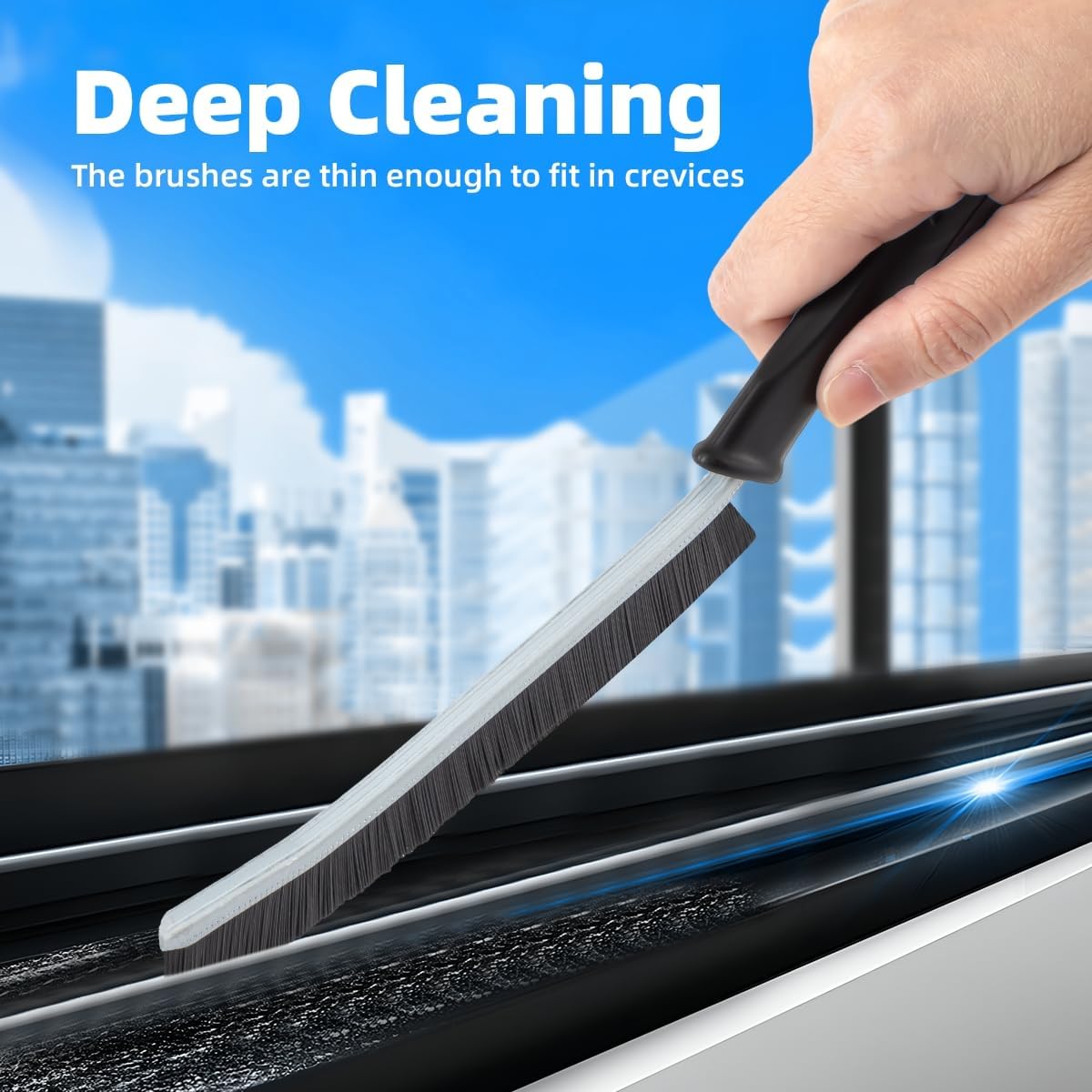 Hard Bristle Crevice Cleaning Brush-Thin Gap Scrub Brush, Small Cleaning Brush, Grout Brush, Kitchen Brush, Cleaning Tools for Toilet, Bathroom, Sink, Home, Household, Window (6, Lichen Blue)