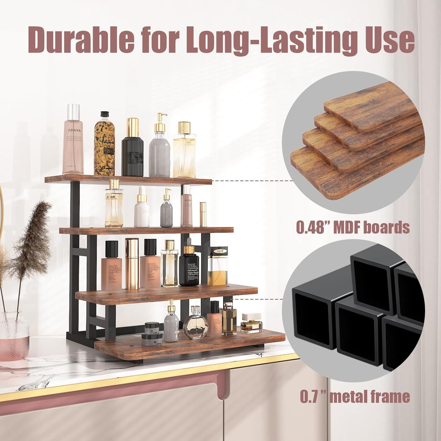 Lily Cupcake Stand for 50 Cupcakes, 2 PACK Wooden Dessert Table Display Set for Wedding Cupcake Tower, Stepped Tiered Tray Stand 4 Tier Risers Display Stands Serving Trays for Party Market Display