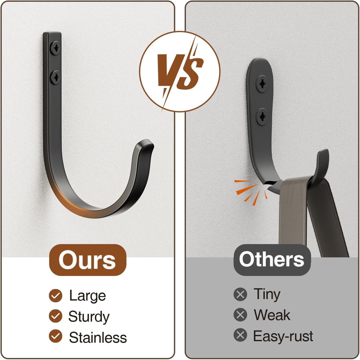 20-Pack Wall Hooks for Hanging Towel/Coat - 22LB Screw in Metal Hanger Wall Mount, for Outdoor, Closet, Door, Bathrooms, for Backpack, Robe, Black