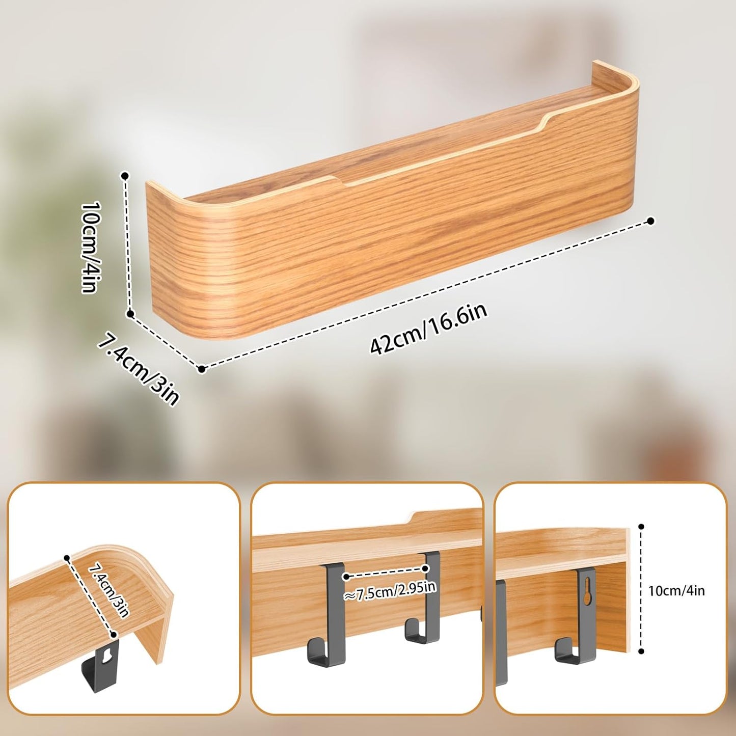 Coat Rack Wall Mount Entryway Organizer Modern Key Holder Wall Mount with Wooden Shelf Entryway Hooks for Bedroom Kitchen Hallway Bathroom for Hanging Coats Hats Bags Towels