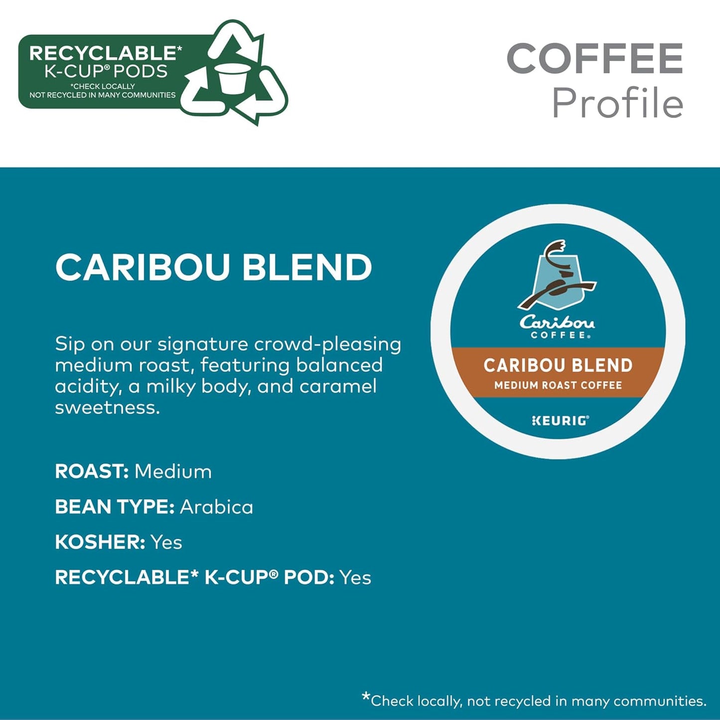 Caribou Coffee Caribou Blend Keurig Single-Serve K-Cup Pod, Medium Roast Coffee, 44 Count(Pack of 1)