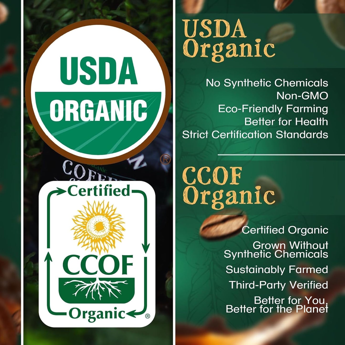 The Bean Organic Coffee Company Central America, Medium Roast, Whole Bean Coffee, 16-Ounce Bag