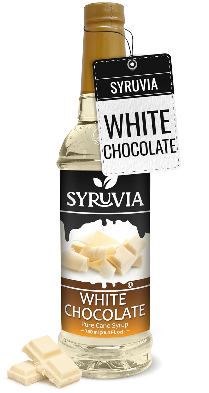 Syruvia White Chocolate Syrup for Coffee 25.4 Ounces White Chocolate Coffee Syrup