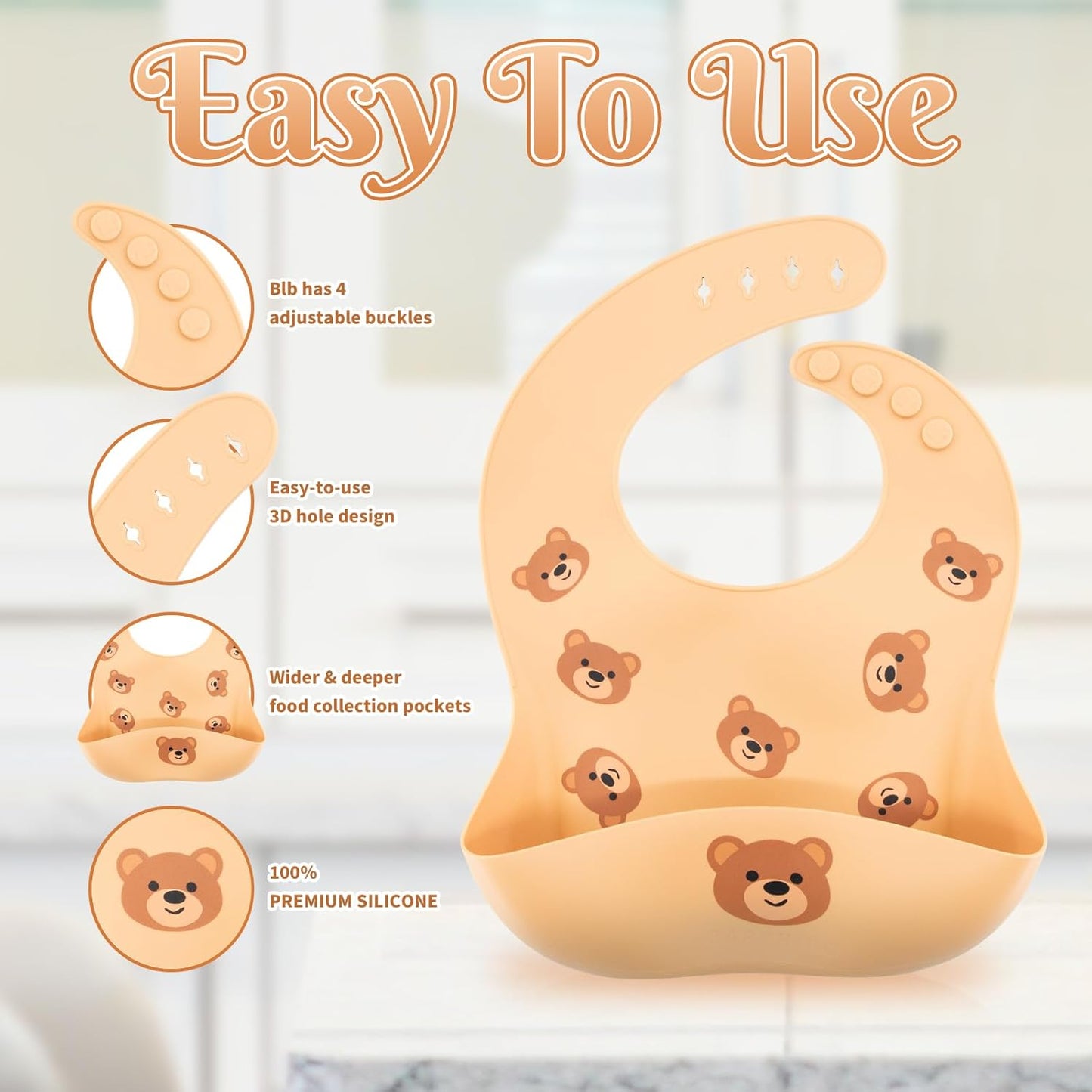 Silicone Baby Feeding Set 7 Pcs, Baby Led Weaning Supplies, Baby Feeding EatincSupplies Set BPA Free, Baby Essentialsfor Newborn Gift Bear