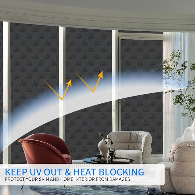 Window Film Privacy Day and Night with Installation Tools, Static Cling Glass Film Ideal for Home Shower Office Glass Door (Black, 35.4 x 78.7 Inch)