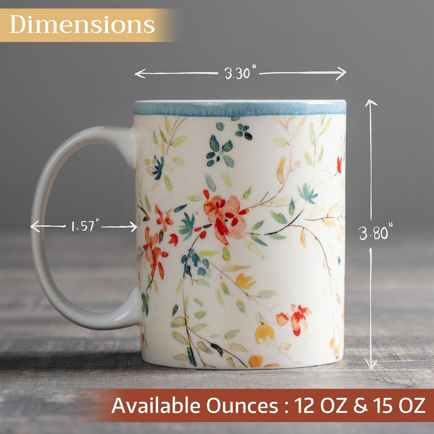 Maison d' Hermine Coffee Mug with Handles Fine Bone China Mugs Pack of Two Tea Cups for Hot Beverages Cappuccino Latte Home Restaurant Office Perfect for Gift (Colmar, 15 Ounce)