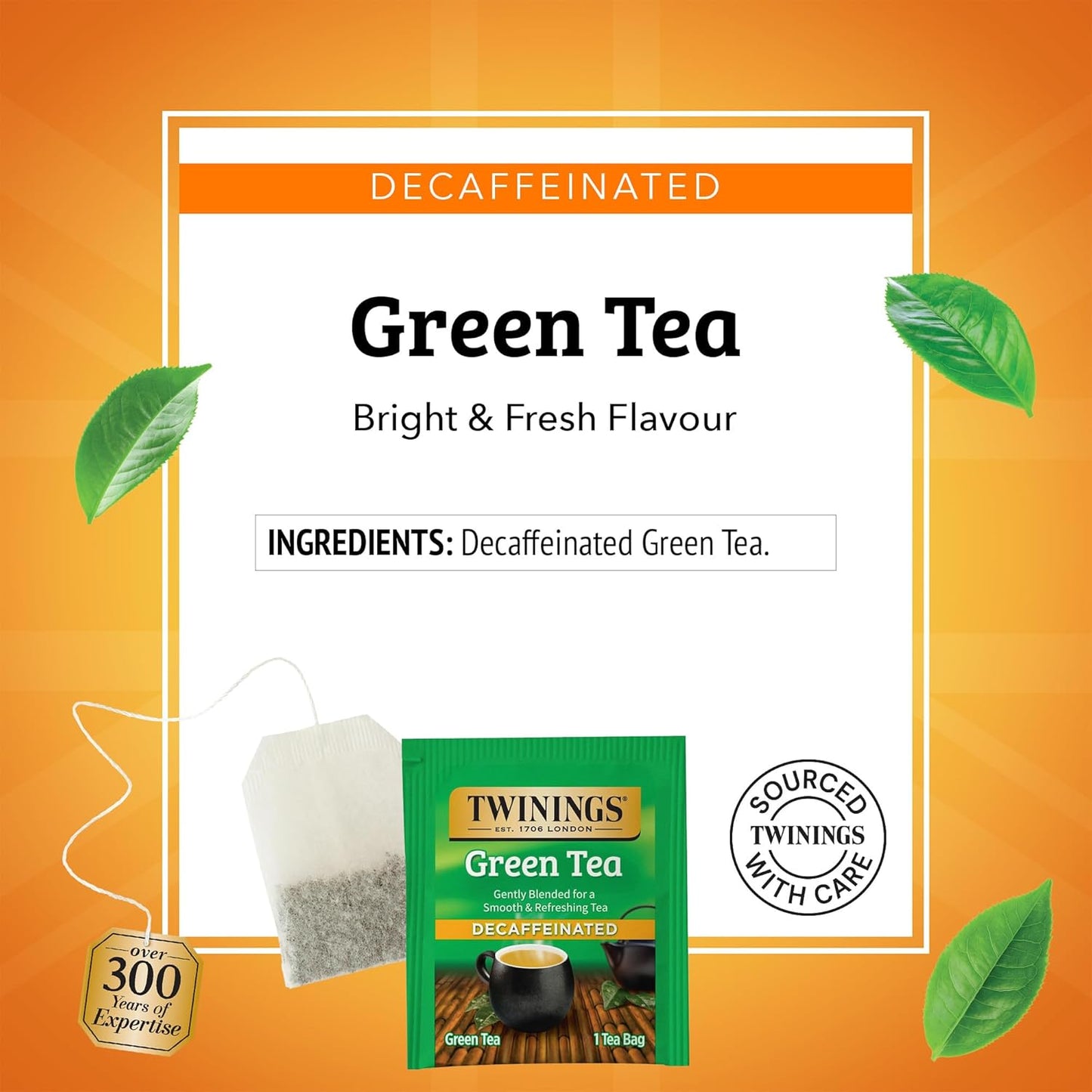 Twinings Decaffeinated Green Tea Individually Wrapped Bags, 20 Count (Pack of 6), Smooth Flavour, Enticing Aroma, Enjoy Hot or Iced, 120 Teabags