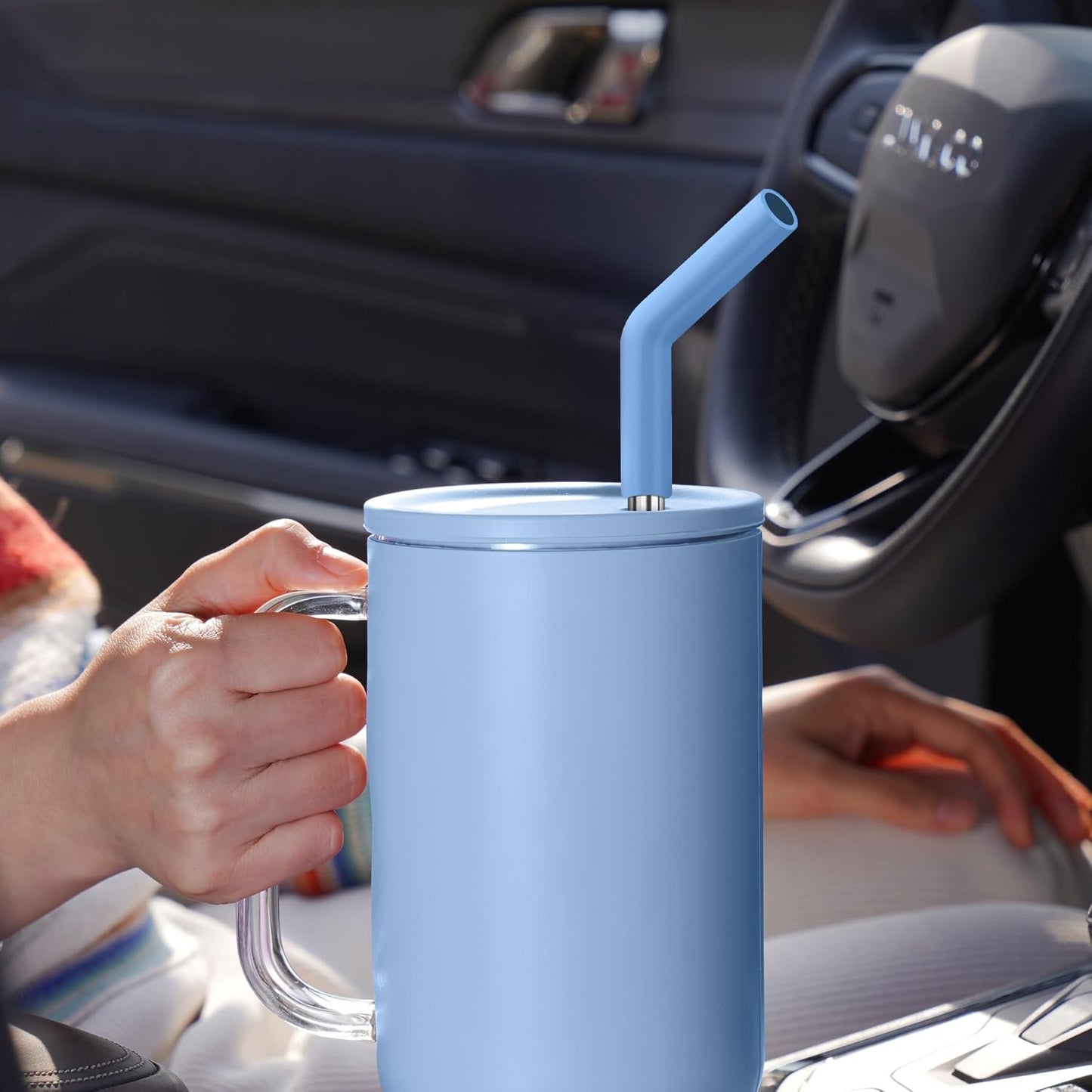 Tomorotec 6-Pack Reusable Stainless-Steel Straws with Silicone Tips, 3 Sizes Compatible with Stanley Tumblers 40OZ 30OZ 20OZ 14OZ, Dishwasher Safe, Includes 2 Cleaning Brushes (Ocean Gradient)