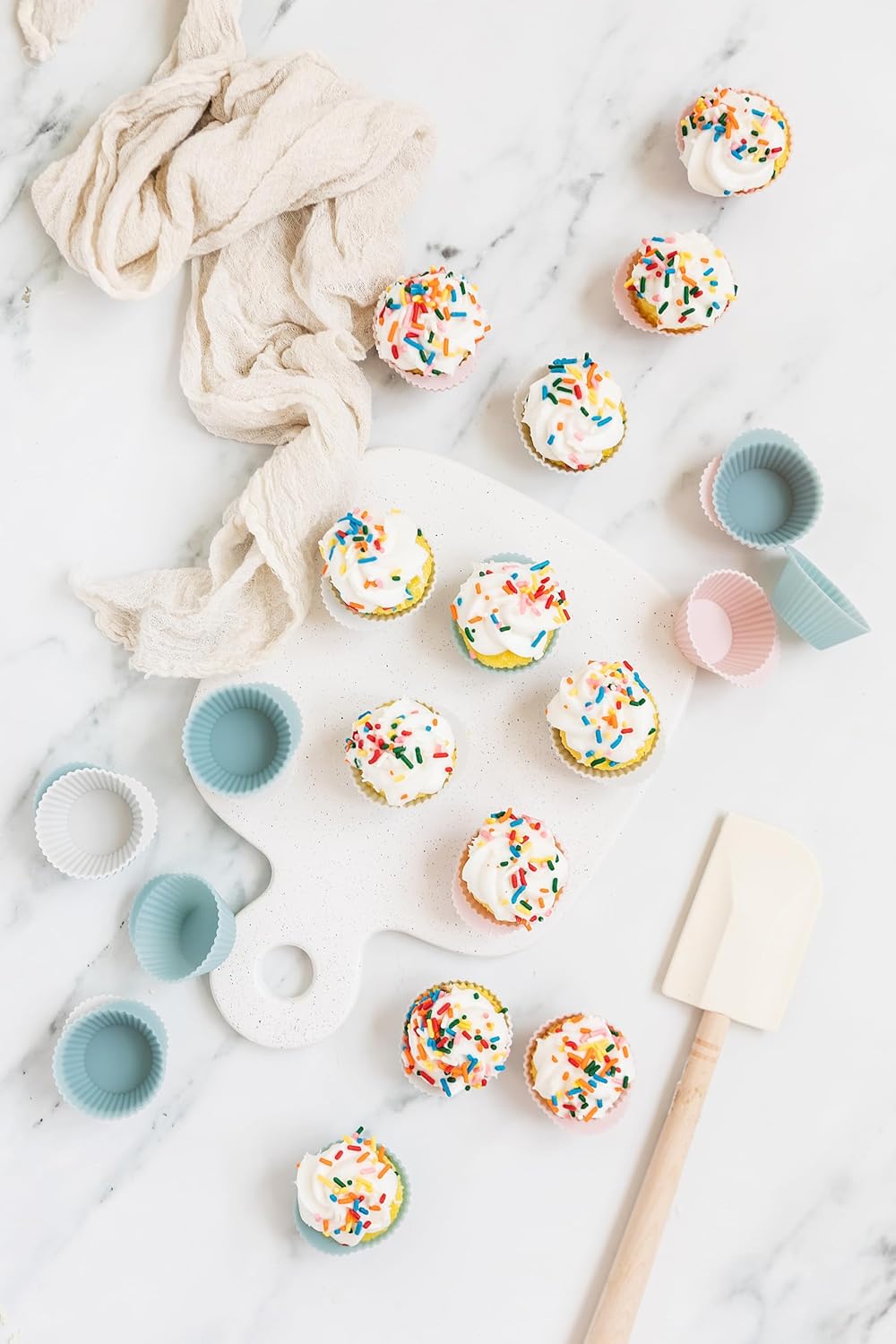 The Silicone Kitchen Reusable Silicone Baking Cups Gift Set Bundle, 24 Regular, 12 Jumbo, 24 Mini, Pink, Blue, Gray