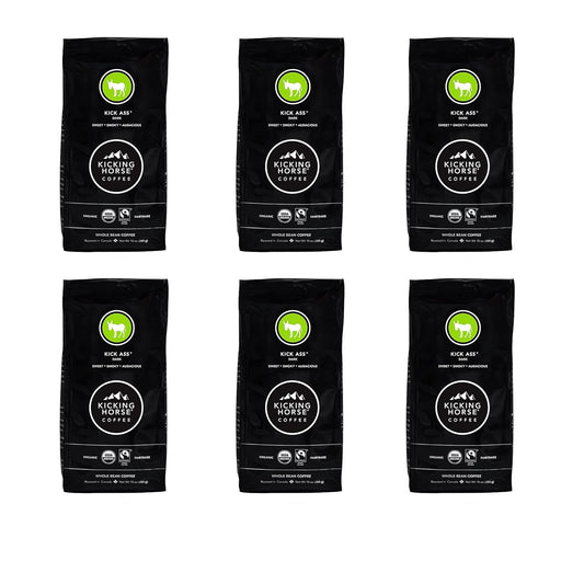 Kicking Horse Coffee, Kick Ass, Dark Roast, Whole Bean, 10 oz - Certified Organic, Fairtrade, Kosher Coffee (Pack of 6),10 Ounce (Pack of 6)