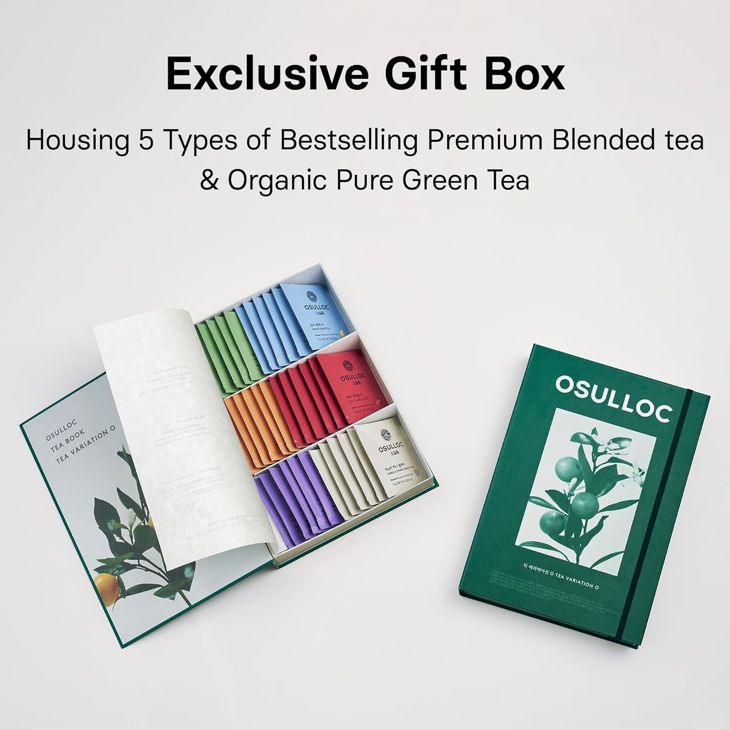 OSULLOC TEA VARIATION "O" (36 Count, 6 Types x 6 ea), Elegant & Sophisticated designed Tea Gift Set, Perfect Tea Set for your Daily Tea-Lifestyle, 6 Premium Organic Pure & Blended Tea from Jeju Island