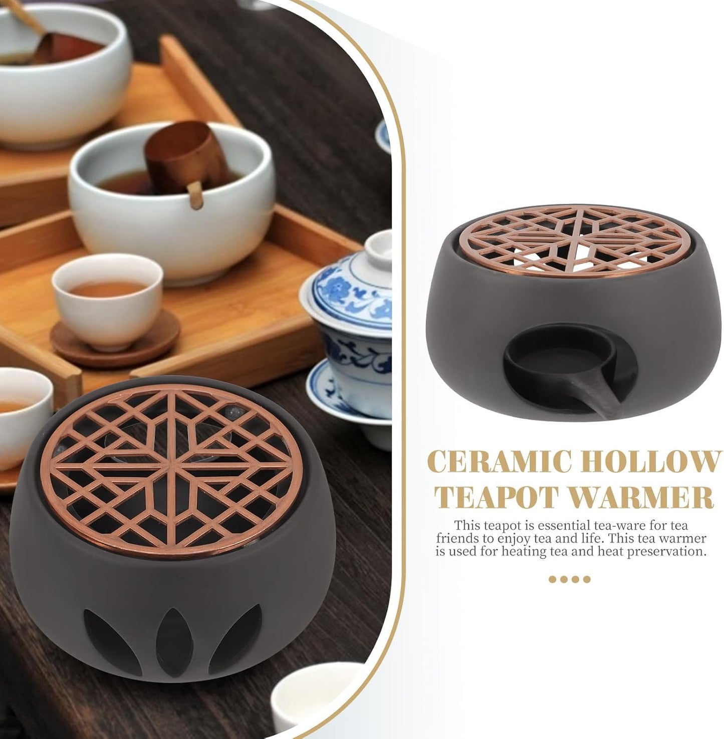 Ceramic Tea Pot Warmer Heater Set Japanese Pottery Teapot Warmer Base Tea Light Candle Holder Tea Stove Warmer for Tea Set Coffee Cup Tea Pot