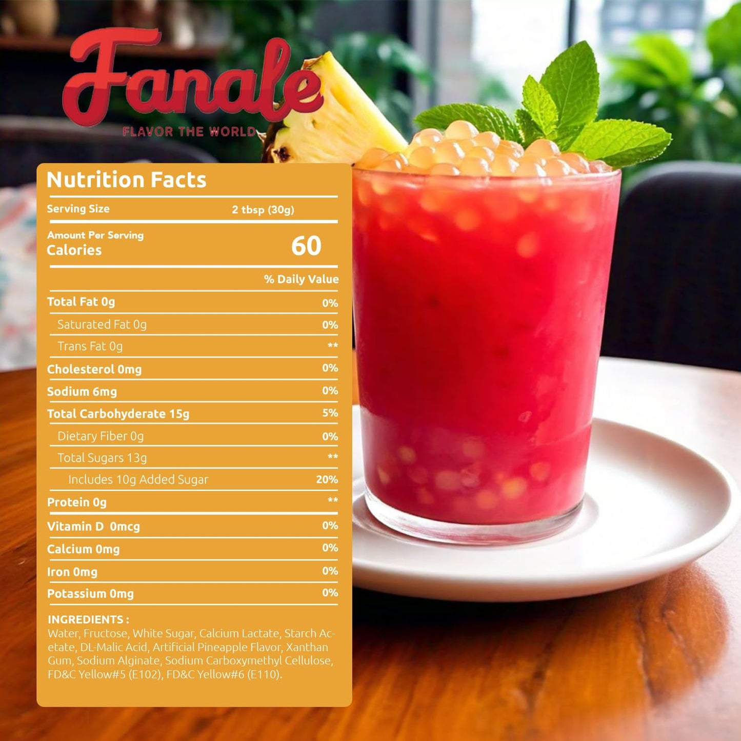 Fanale Popping Boba Pearls for Bubble Tea - 7 lb |Pineapple Flavor | Bursting Boba Pearls Bubble | Fruit Juice Flavor for Shakes, Dessert, Smoothie