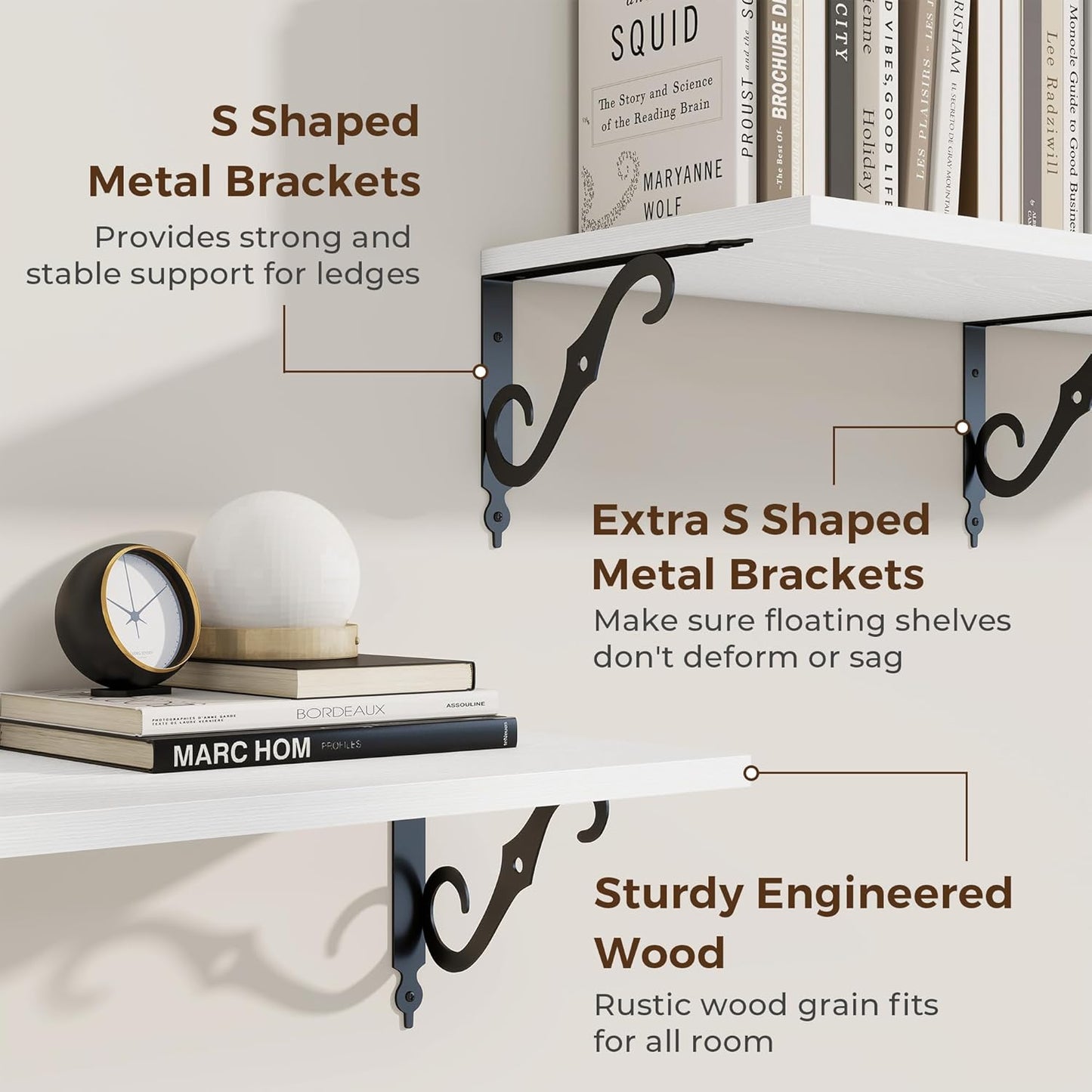 RICHFOCUS 12 Inch Deep Floating Shelves for Wall, 39" W x 12" D Wood Wall Shelves Set of 2, Wide Floating Shelves for Living Room, Bedroom, Kitchen, Bathroom and Decor Storage, White