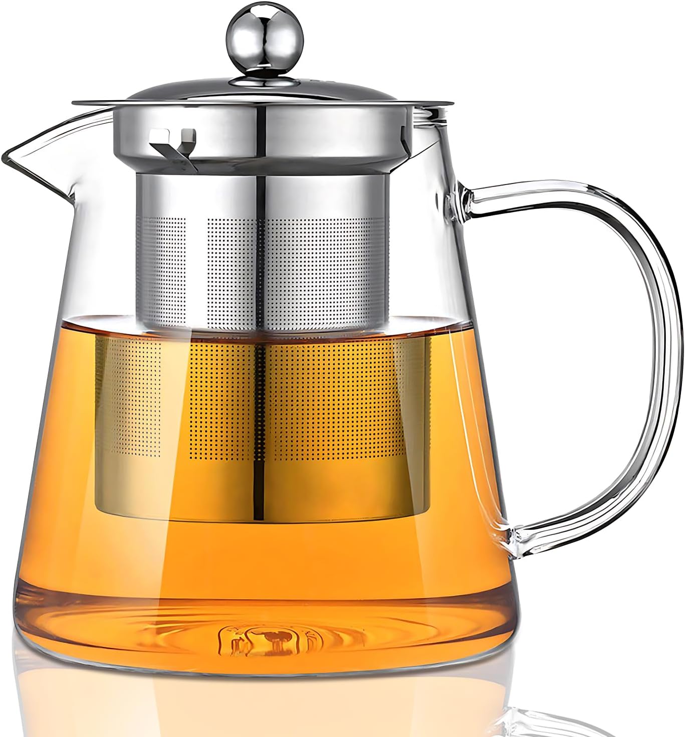 Glass Teapot, Tea Pot with Removable Infusers for Loose Tea, Borosilicate Glass Tea Kettle Tea Maker Stovetop for Party, Camping,Travel (950ML)