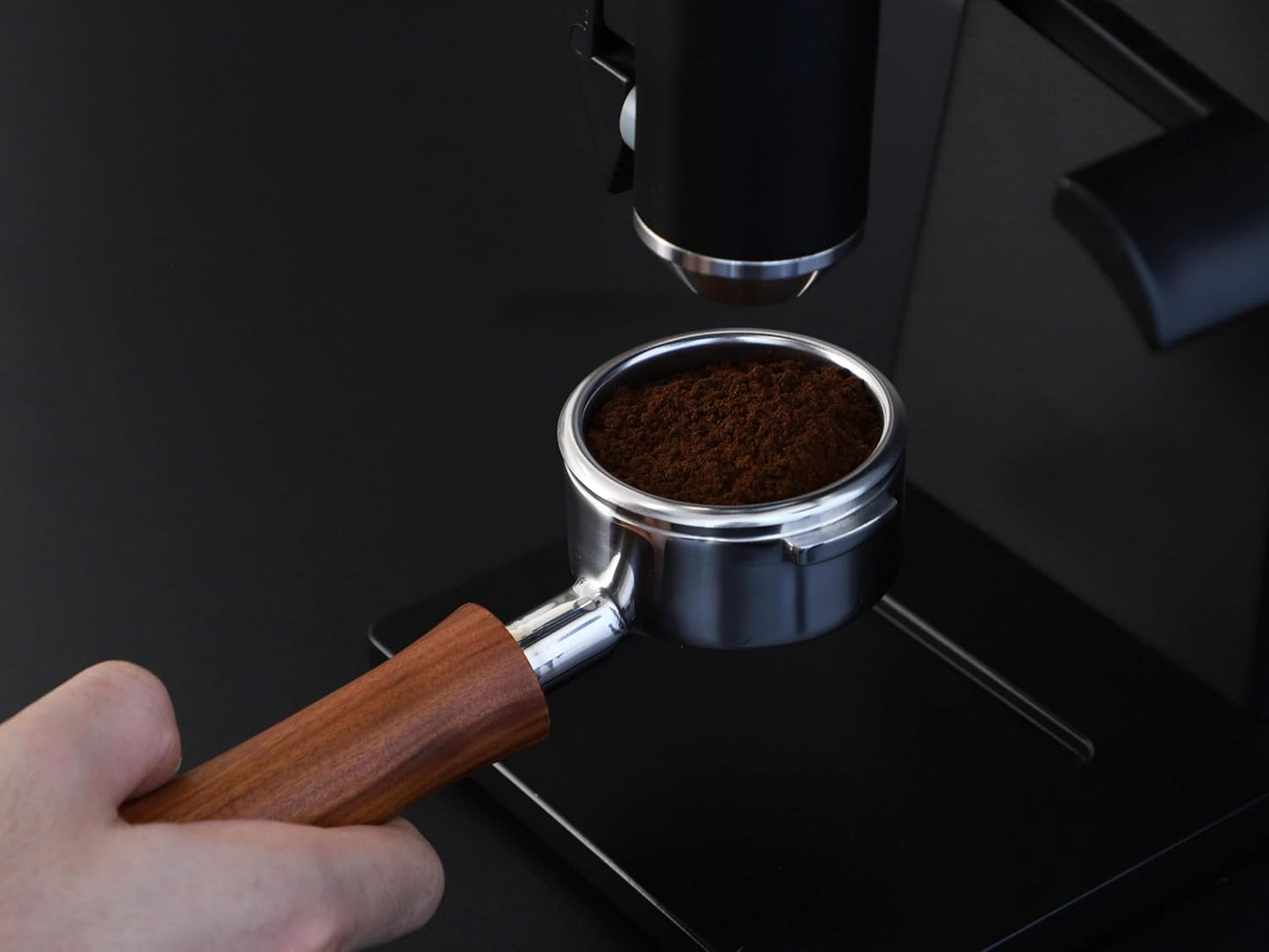 58mm Bottomless Portafilter | Fits for E61 Group Head 2 Ears machines| Stainless Steel portafilter and Rosewood Handle|Espresso Machine Accessories(Rosewood)
